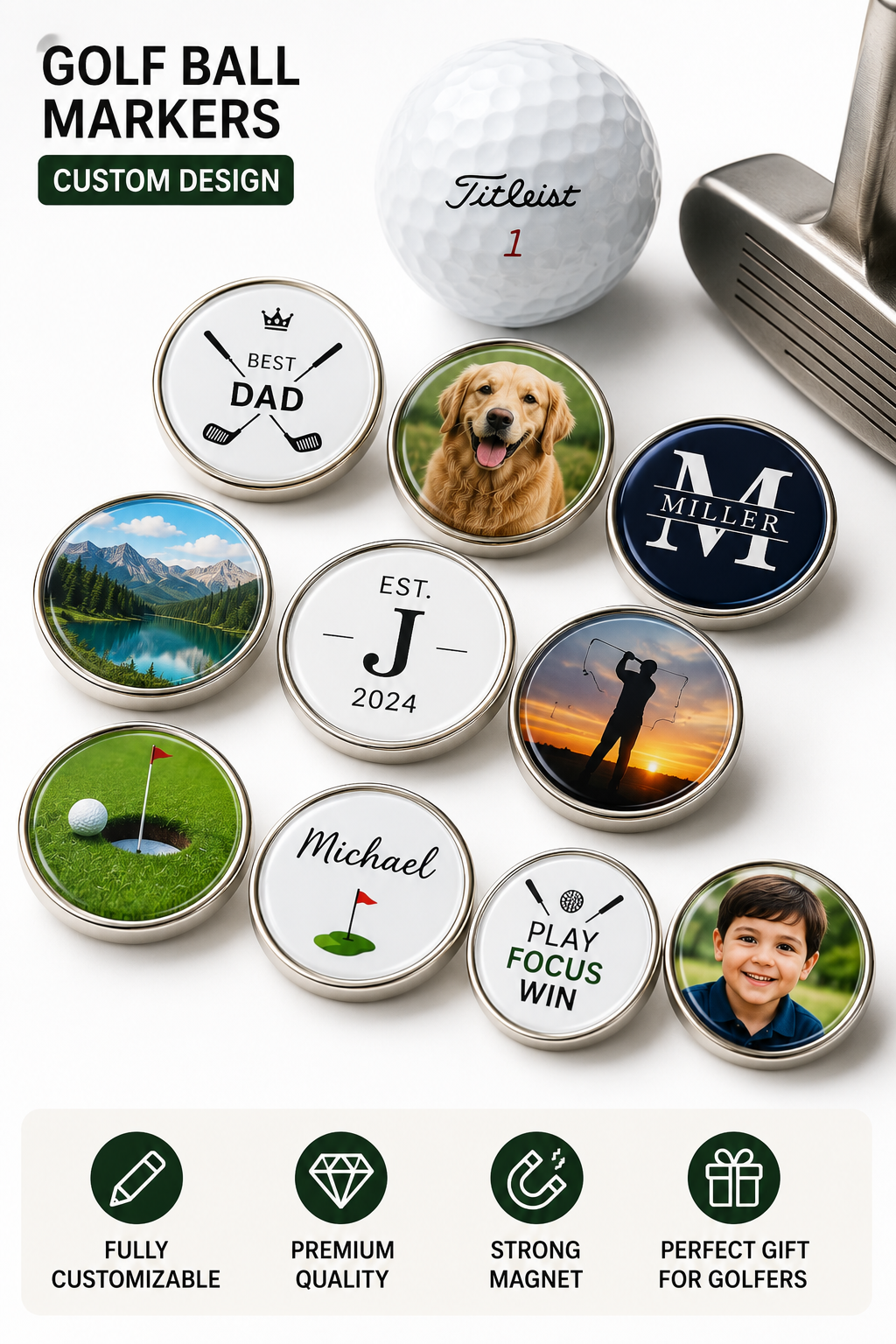 Custom Golf Ball Marker | Personalized Photo, Logo & Name - Image 2