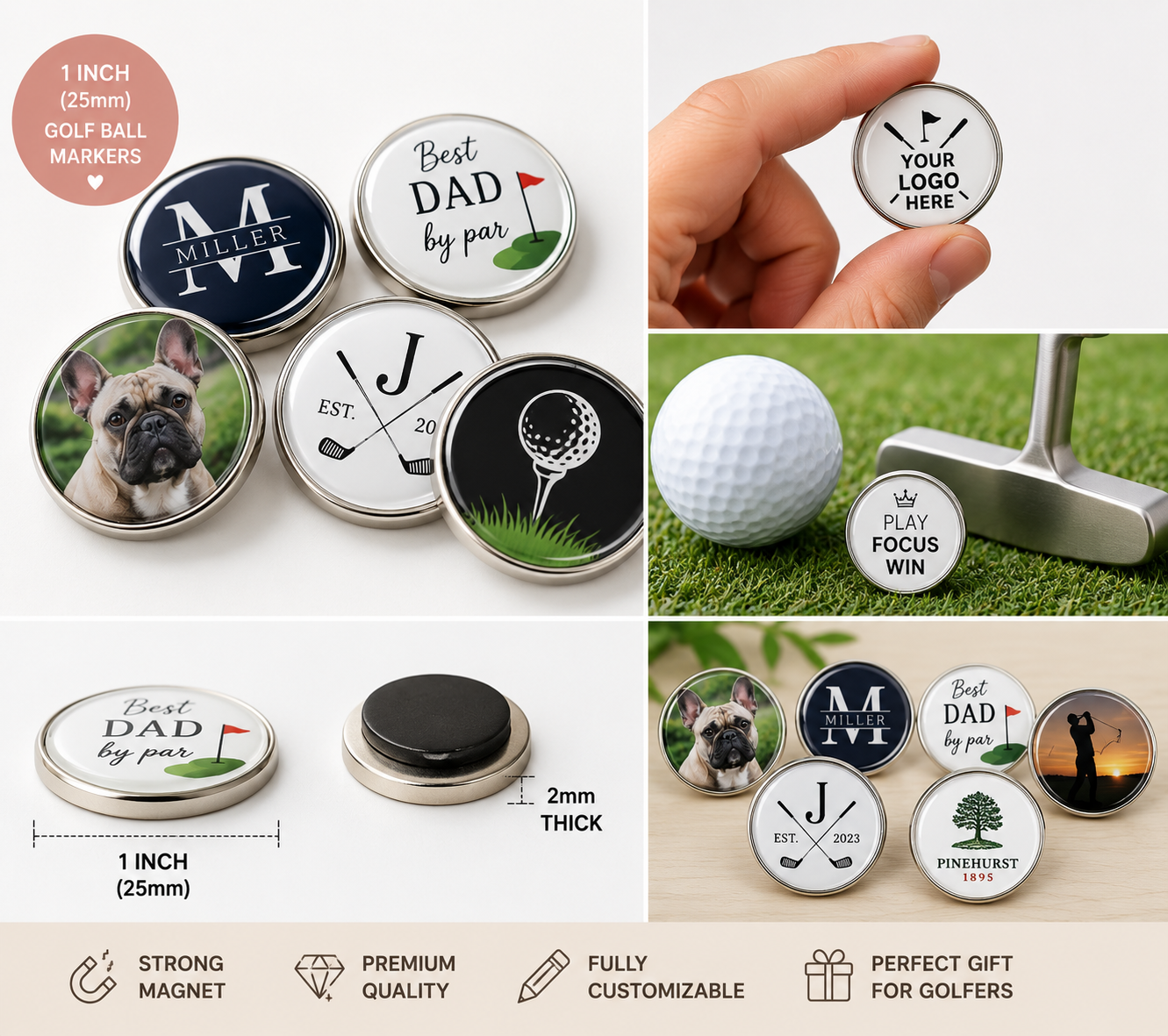 Custom Golf Ball Marker | Personalized Photo, Logo & Name - Image 3