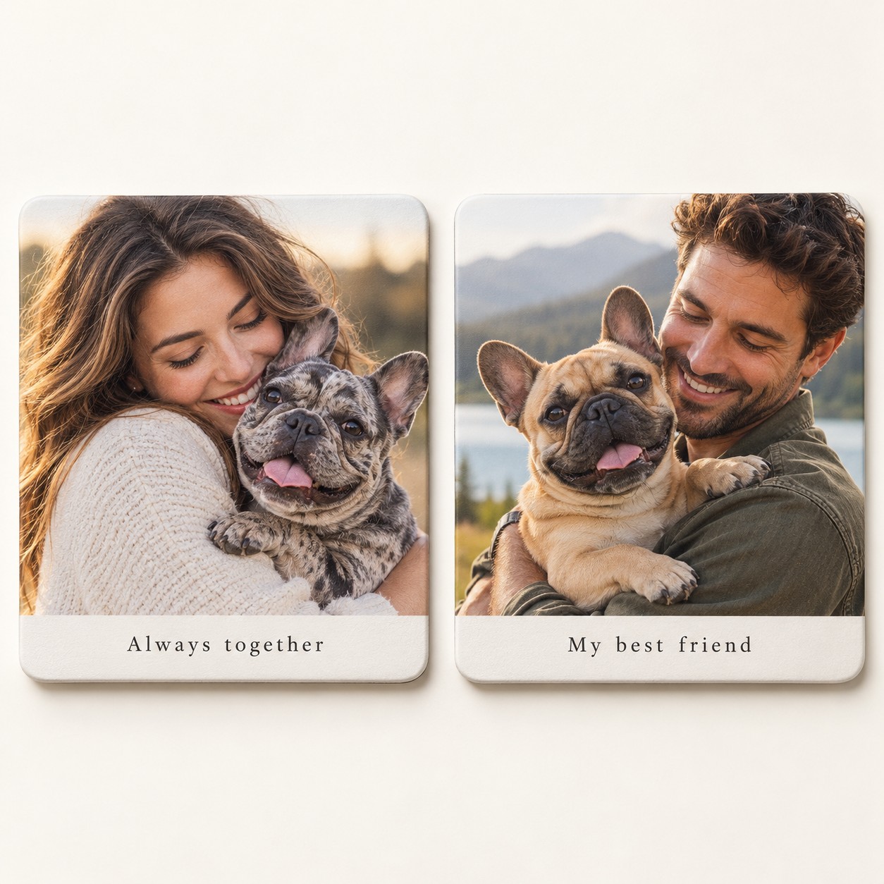 Frenchies and their owners on personalized photo magnets
